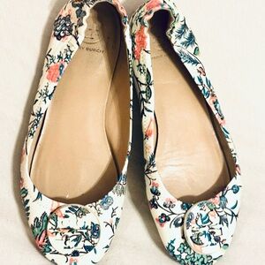 Tory Burch Gabriella Floral Print Minnie Travel Ballet Flats size 8 GUC